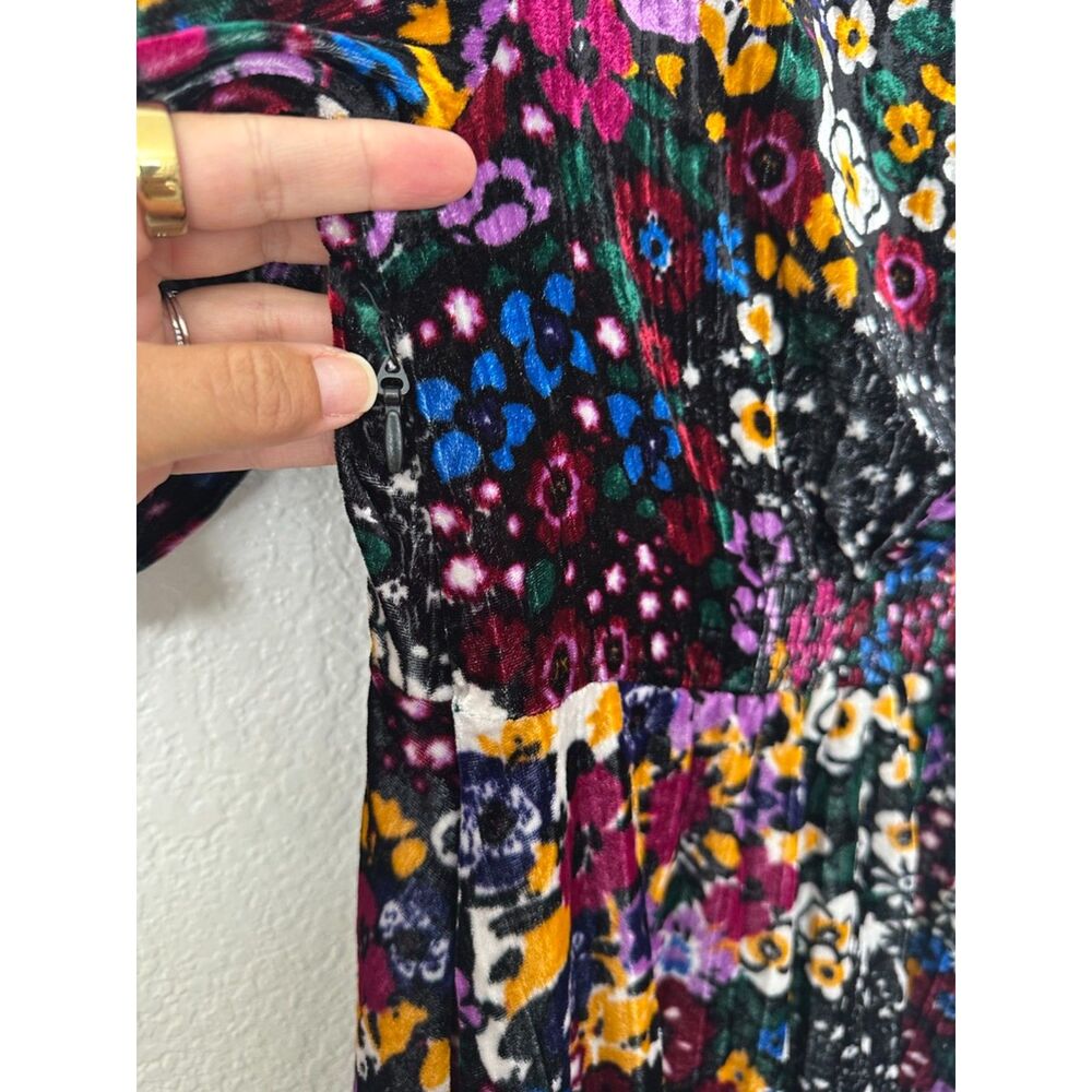 Anthropologie Francie Floral Velvet Mini Dress Size 0 - Picture 8 of 10